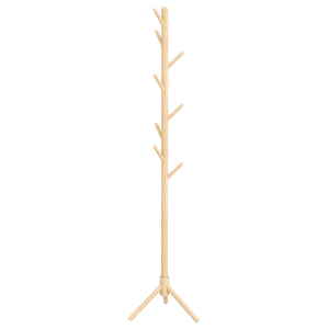 HOMCOM Cabide de Pé de Madeira com 8 Ganchos para Pendurar Roupa e Bolsas Forma de Árvore para Corredor Entrada 40x40x165 cm Natural