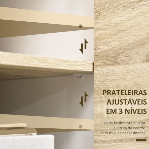 HOMCOM Aparador de Sala de Estar com Portas de Abertura a Pressão e Prateleiras Ajustáveis para Dormitório 80x40x70cm Branco e Carvalho - Image 6