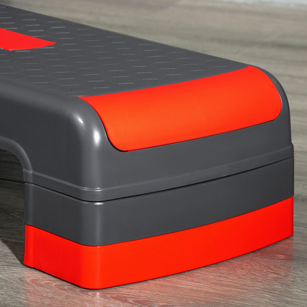 HOMCOM Plataforma Step Fitness com Altura Ajustável de 10/15/20cm Plataforma de Exercício 78x28x20cm Vermelho - Image 8