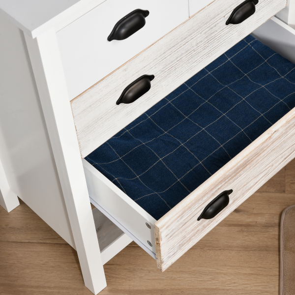 HOMCOM Cómoda com 5 Gavetas Cómoda para Dormitório Moderna com Desenho Anti-Tombo 70x38x85 cm Branco - Image 8