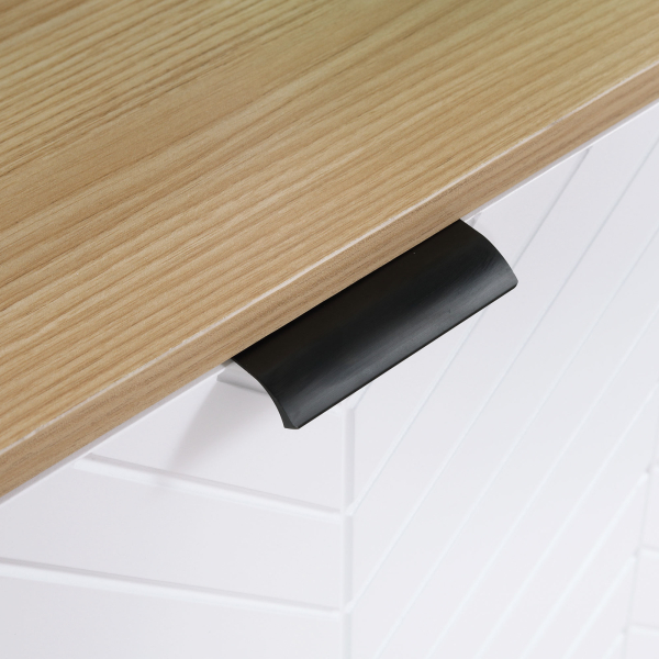 HOMCOM Aparador de Cozinha Moderno com Prateleiras Ajustáveis 2 Armários e Anti-Tombo 120x35x77,4 cm Branco e Madeira - Image 8