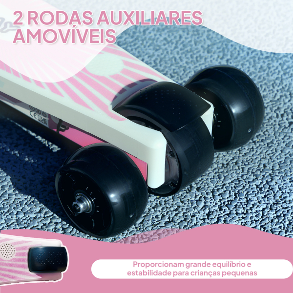 AIYAPLAY Trotinete Elétrica para Crianças Máx. 6 km/h Motor 80 W Autonomia Máxima 8 km com Luzes LED Travão Traseiro Rosa - Image 4