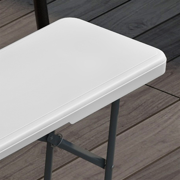 Outsunny Banco de Jardim Dobrável Banco de Exterior de 3 Lugares com Estrutura de Aço Carga 360 kg p183x28x43 cm Branco - Image 9