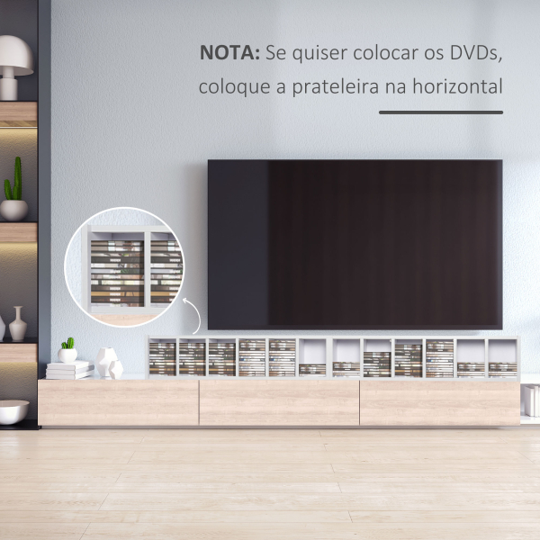 HOMCOM Estante para CD ou DVD com 12 Compartimentos para 204 CDs e Prateleira Ajustável 2 Unidades 21x22,5x88,5cm Branco - Image 8