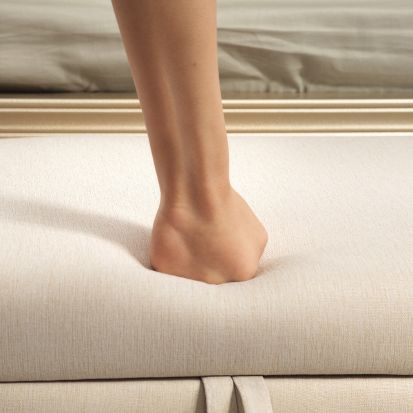 HOMCOM Banco de Pé de Cama de Linho com Dobradiças na Tampa Pés de Madeira e Apoio para os Braços 146,5x49x74,5 cm Bege - Image 9