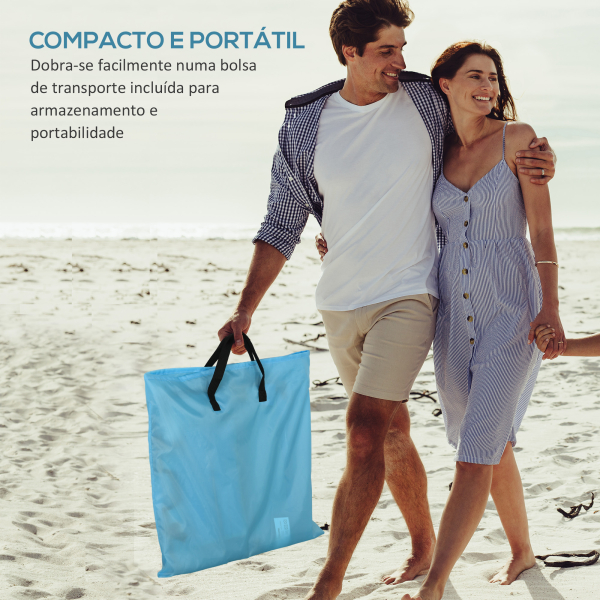 Outsunny Conjunto de 2 Esteiras de Praia com Encosto Reclinável em 5 Níveis Bolsa de Transporte e Apoio de Cabeça 48x134x33-43 cm Azul - Image 5