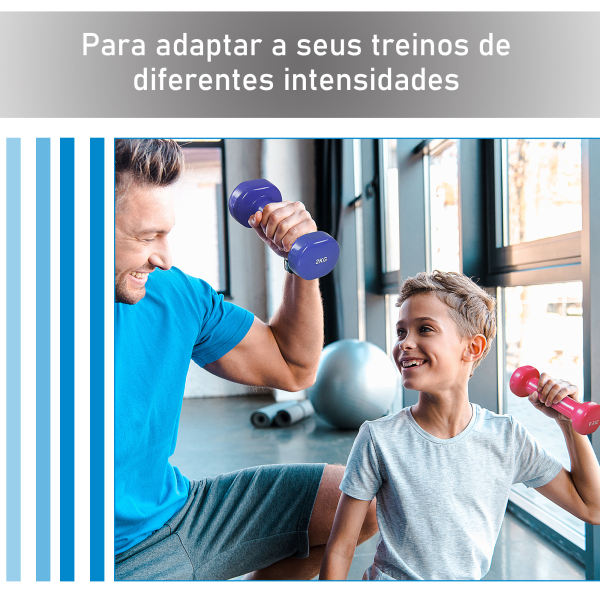 HOMCOM Jogo de 8 Halteres Hexagonais 4 Pares 2kg 1,5kg 1kg 0,5kg com Revestimento Pesos para Exercícios em Casa Academia Aço Multicolor - Image 7
