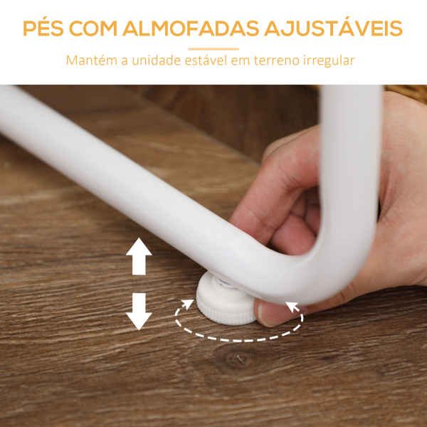 HOMCOM Suporte para Cabides com 4 Prateleiras de Armazenamento e Barra de Pendurar Estilo Industrial 101x39x160cm Madeira e Branco - Image 6