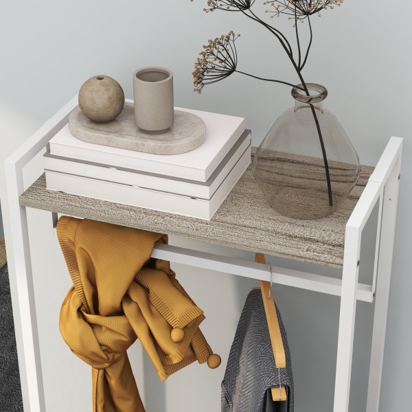 HOMCOM Suporte para Cabides com 3 Gavetas de Tecido Barra para Pendurar e Prateleira para Entrada Quarto 58,5x30x178 cm Natural - Image 8