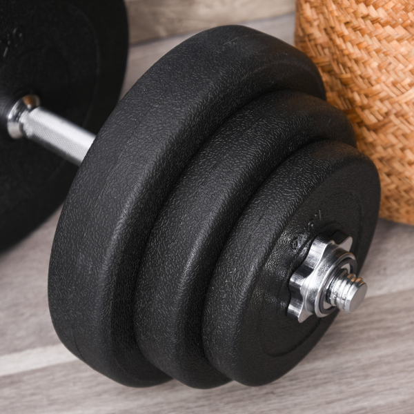 HOMCOM Conjunto de Halteres Pesos Fitness 40kg Ajustável Musculação com Barra de Aço e Discos para Ginásio Casa Preto e Prata - Image 9