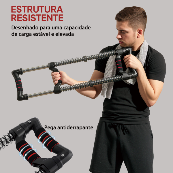 SPORTNOW Expansor de Peito Ajustável Extensor para Musculação com Resistência Ajustável 10-80 kg para Treino  Preto - Image 6