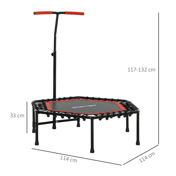 SPORTNOW Trampolim Fitness 114x114x132 cm com Guiador Ajustável em 3 Níveis Estrutura de Aço para Treino de Perna Corpo Vermelho - Image 3