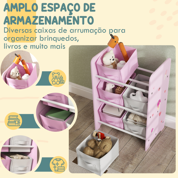 AIYAPLAY Estante para Brinquedos com 6 Caixas de Tecido não Tecido Amovíveis Organizador de Brinquedos para 43x30x60 cm Rosa - Image 4