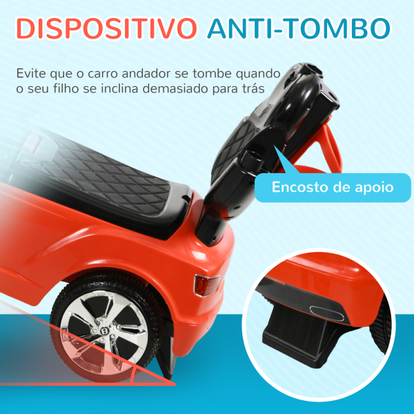 AIYAPLAY Carro Andador 3 em 1 com Licença Bentley Bentayga Carro Andador para Bebés com Guiador e Capô Desmontáveis Vermelho - Image 6