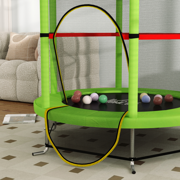 HOMCOM Trampolim Infantil Ø140x190 cm Trampolim para Crianças de 3-6 Anos com Rede de Segurança Carga 45 kg para Interior Verde - Image 9