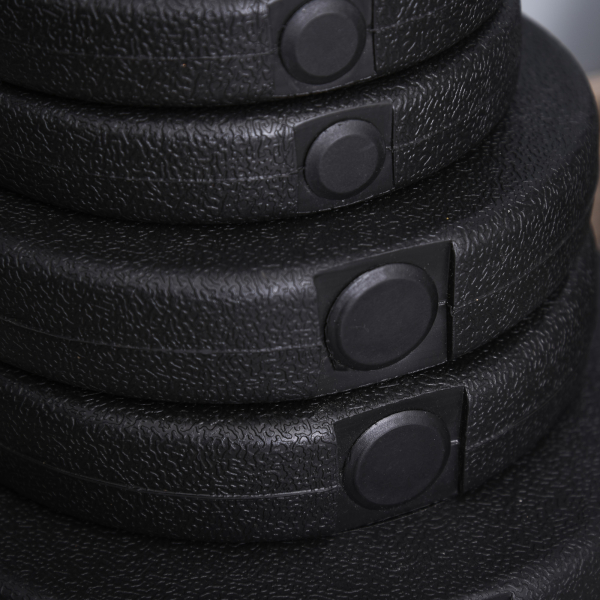 HOMCOM Conjunto de Halteres Pesos Fitness 40kg Ajustável Musculação com Barra de Aço e Discos para Ginásio Casa Preto e Prata - Image 8