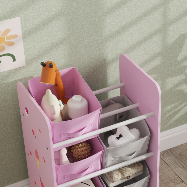 AIYAPLAY Estante para Brinquedos com 6 Caixas de Tecido não Tecido Amovíveis Organizador de Brinquedos para 43x30x60 cm Rosa - Image 7
