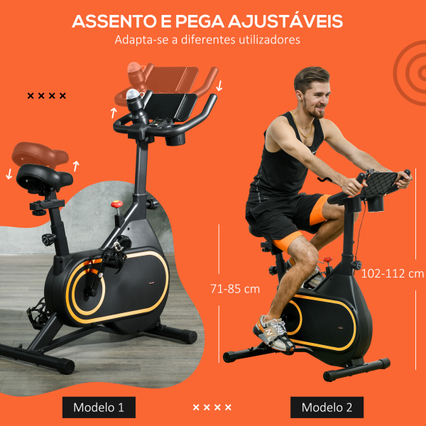 SPORTNOW Bicicleta Estática com Ecrã LCD Assento e Guiador Ajustáveis Volante 4 kg e Porta Garrafa  93x48,5x102-112 cm Preto - Image 6