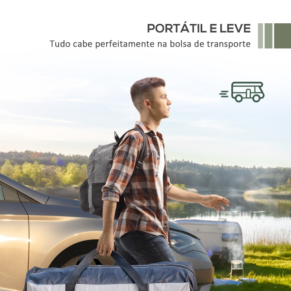 Outsunny Toldo para Carro Abrigo para Campismo com Altura Ajustável e Bolsa de Transporte Impermeável Anti-UV 290x278x230-260 cm Azul Marrinho - Image 7