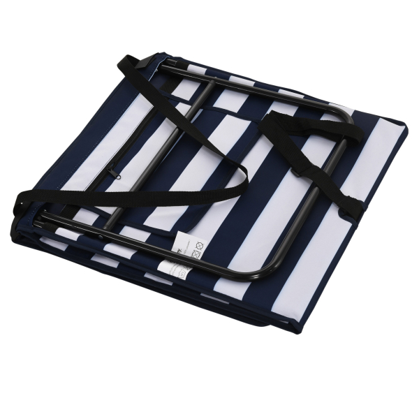 Outsunny Conjunto de 2 Esteiras de Praia Dobrável Esteiras Acolchoadas com Encosto Reclinável  142x51x40 cm Branco e Azul - Image 9