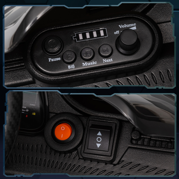 AIYAPLAY Carro Elétrico para Crianças Maserati Gran Turismo Folgore 12V Controlo Remoto Faróis Buzina e Música MP3 98x59x43 cm Cinza - Image 9