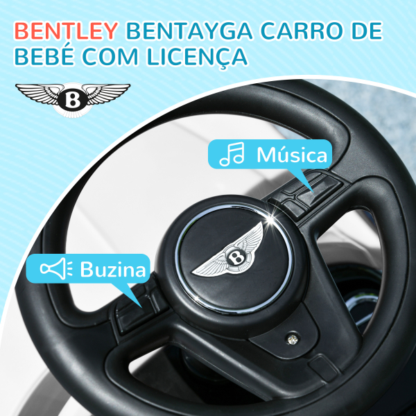 AIYAPLAY Carro Andador 3 em 1 com Licença Bentley Bentayga Carro Andador para Bebés com Guiador e Capô Desmontáveis Branco - Image 5