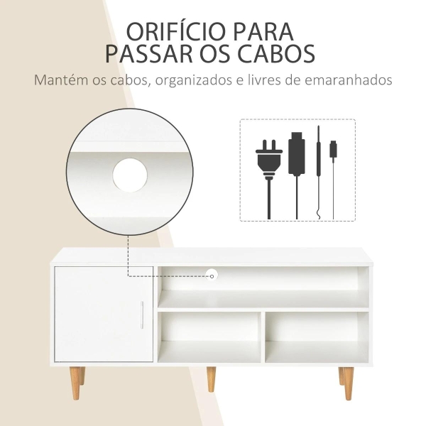 HOMCOM Móvel de TV para Televisores de até 60” Móvel de Sala de Estar Moderno com Armário 3 Compartimentos 120x40x55cm Branco - Image 5