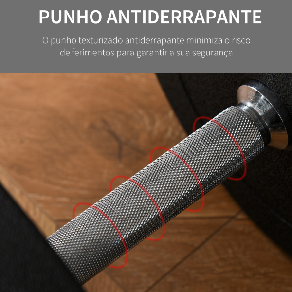 HOMCOM Conjunto de Halteres Ajustáveis 30kg com Barra de Conexão de Aço e Discos Desmontáveis Conjunto de Pesos para Treinamento em Casa Academia Escritório Preto - Image 5