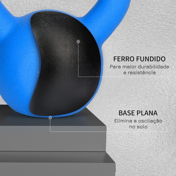 HOMCOM Kettlebell de 8kg de Ferro Fundido Peso Russo com Revestimento de Neoprene para Treinamento de Força 18x11x20cm Azul - Image 6