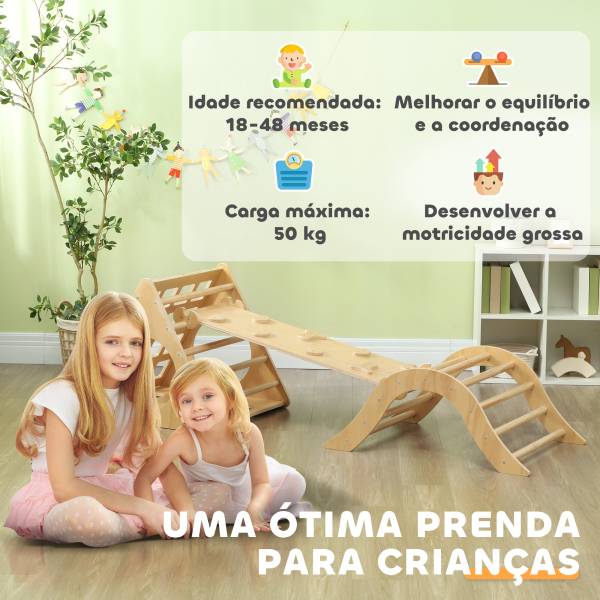 AIYAPLAY Triângulo de Escalar de Madeira 8 em 1 Jogo de Aprendizagem com Rampa Escada em Forma de Arco 175x59,5x60 cm Madeira - Image 7