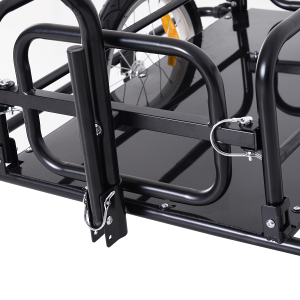 HOMCOM Reboque de Carga para Bicicleta Carrinho Dobrável para Bicicleta com 2 Rodas Refletores Carga 40 kg 155x71,5x77 cm Preto - Image 8