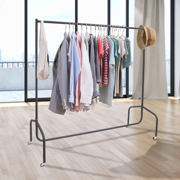 HOMCOM Charriot com Rodas 150x60x170 cm Organizador de Roupas com Rodas para Dormitório Entrada Corredor Preto - Image 2