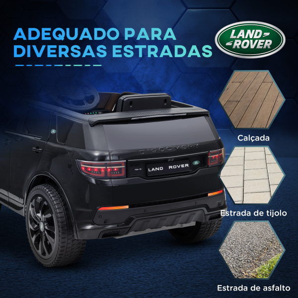 AIYAPLAY Carro Elétrico para Crianças com Licença Land Rover Discovery Sport Bateria 12V Faróis Buzina e Música 106x65,5x51 cm Preto - Image 8