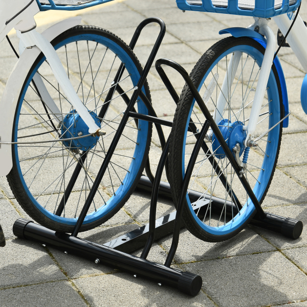 HOMCOM Suporte de Estacionamento Cruzado para 2 Bicicletas Aço Portátil 60x54x57 cm Preto - Image 2