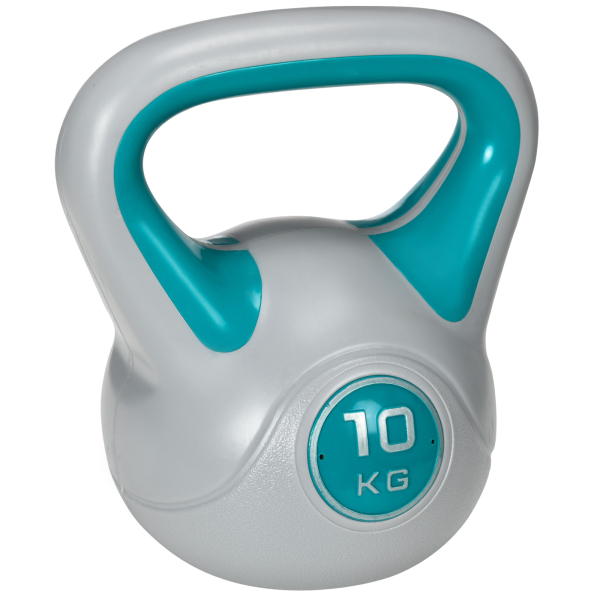 SPORTNOW Kettlebell 10kg Peso Russo com Revestimento de PU e Enchimento de Areia para Treinamento 22x16x26cm Azul e Cinza