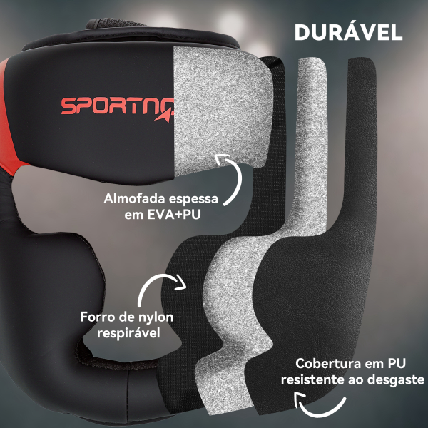 SPORTNOW Capacete de Boxe com Correia Ajustável Protetor de Cabeça para Artes Marciais Karate Tamanho L Vermelho e Preto - Image 7