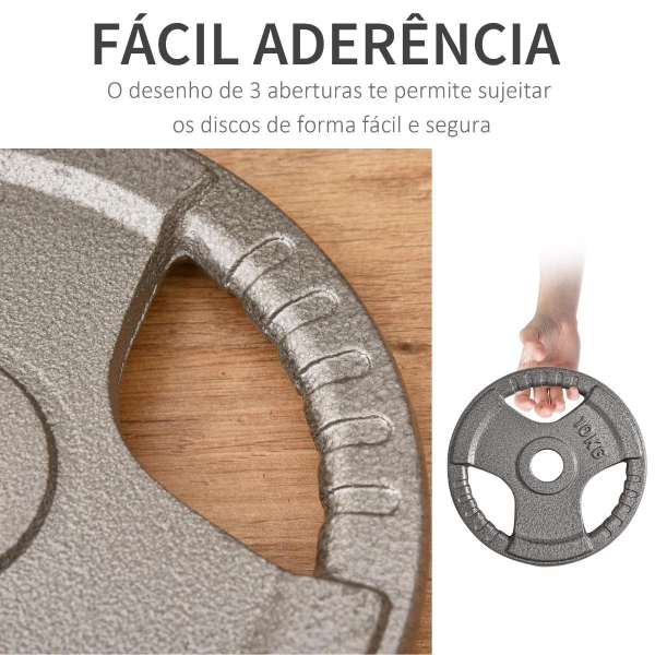 HOMCOM Conjunto de 6 Discos de Peso 35kg Discos Olimpicos com Orifício Central de Ø5,4cm para Treinamento em Casa Academia Prata - Image 5