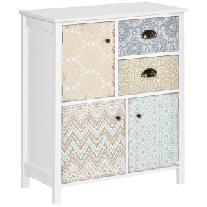 HOMCOM Cómoda Estilo Boémio Cómoda para Dormitório com 2 Gavetas e 3 Compartimentos Desenho Anti-Tombo 68x34x80 cm Multicor
