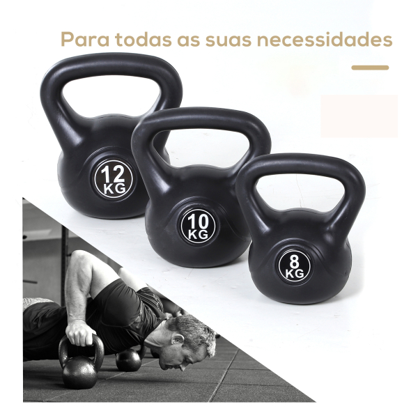 HOMCOM Peso Russo de 12 kg Kettlebell Preenchido de Areia com Punho Largo e Antiderrapante para Trenos em Casa e Ginásio 27x21x31 cm Preto - Image 7