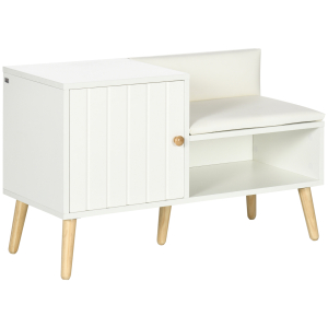 HOMCOM Banco Sapateira com Compartimento Aberto e Almofada Acolchoada para 4 Pares de Sapatos 80x33x49cm Branco