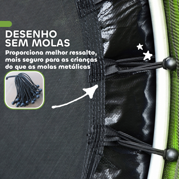 HOMCOM Trampolim Infantil Ø140x190 cm Trampolim para Crianças de 3-6 Anos com Rede de Segurança Carga 45 kg para Interior Verde - Image 7