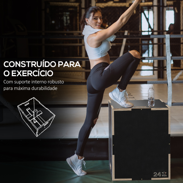 SPORTNOW Caixa Pliométrica com 3 Alturas Diferentes para Treino de Força em Casa Ginásio CrossFit Carga 120 kg 61x51x41 cm Preto - Image 6