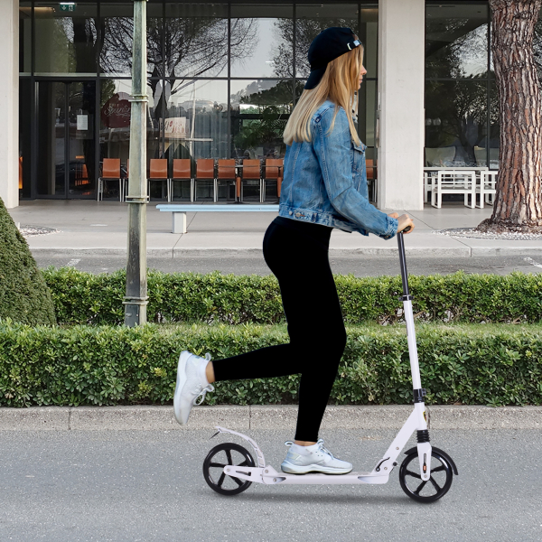 HOMCOM Trotinete dobrável altura ajustável e guiador para adultos e crianças acima de 14 anos com rodas grandes e freio Carga 100kg branco - Image 2