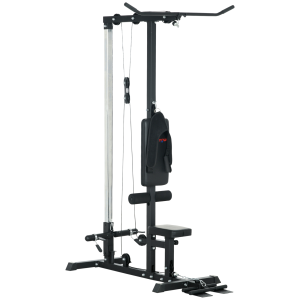 SPORTNOW Máquina de Musculação Estação de Treino com Assento Ajustável para Treino Carga Máxima 100 kg 140x108x197 cm Preto