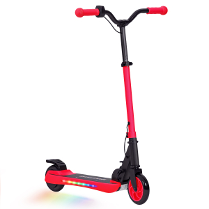 SPORTNOW Trotinete Elétrica Dobrável para Crianças 120 W Autonomia 6 km e Máximo 10 km/h com Travão Luzes LED 74x52x83-87 cm Vermelho