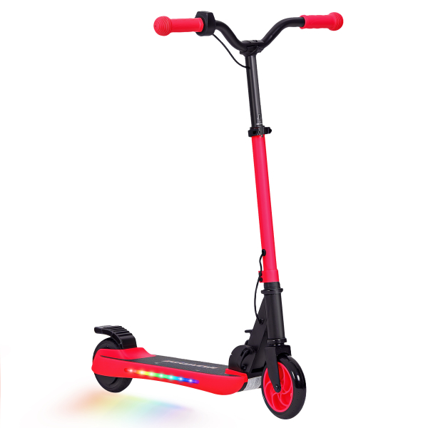 SPORTNOW Trotinete Elétrica Dobrável para Crianças 120 W Autonomia 6 km e Máximo 10 km/h com Travão Luzes LED 74x52x83-87 cm Vermelho