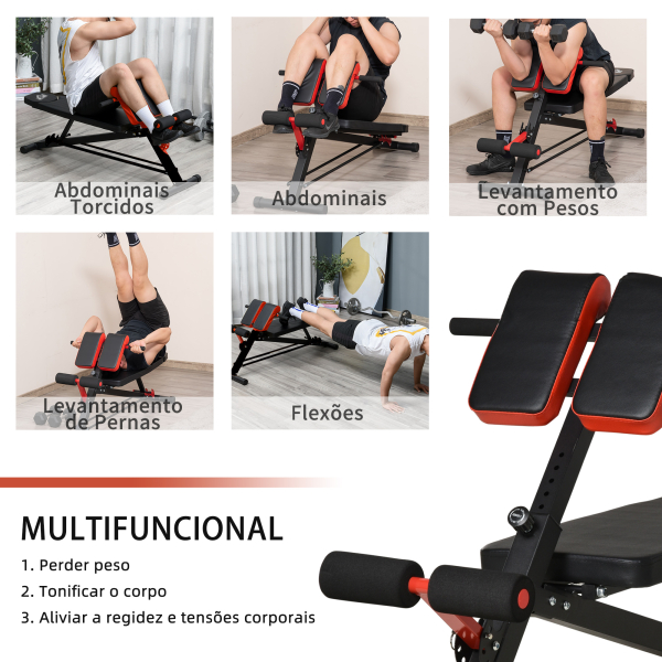 HOMCOM Banco de halteres inclinavel com 4 níveis de altura ajustável multifuncional para treinamento completo 64x146x73,5-85cm - Image 6