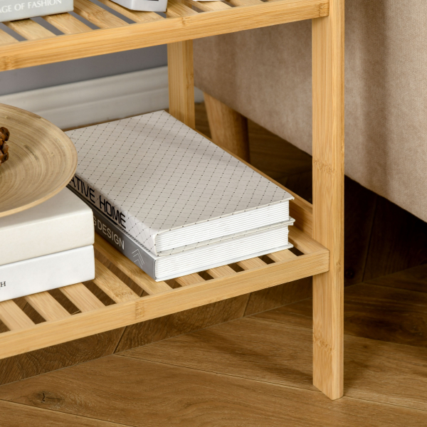 HOMCOM Estante de Bambú de 4 Níveis Móvel Organizador Multifuncional para Casa de Banho Cozinha Sala de Estar com Dispositivo Anti-Rolamento 62x33x112cn Natural - Image 7