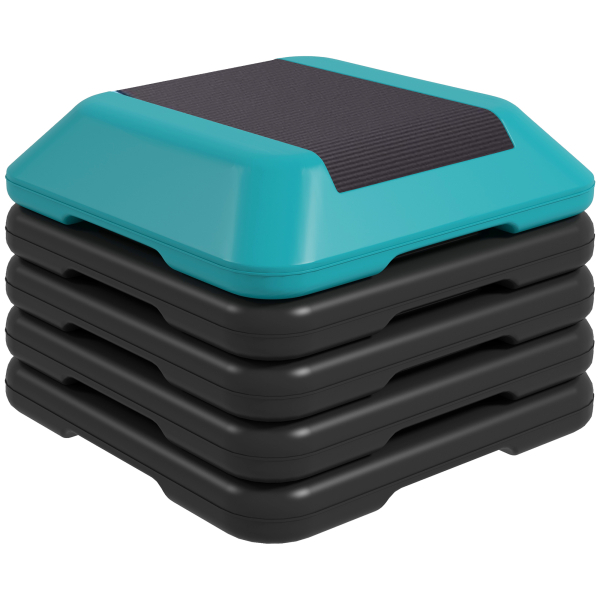SPORTNOW Step para Exercício Aeróbico Plataforma Step Antideslizante com Altura Ajustável de 10/15/20/25/30 cm Azul