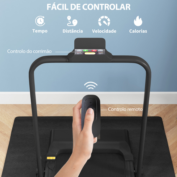 HOMCOM Passadeira 2 em 1 Passadeira com Guiador Dobrável 2,5 HP Velocidade Ajustável Máximo 10 km/h Passadeira Elétrica 130x59x96 cm Preto - Image 6